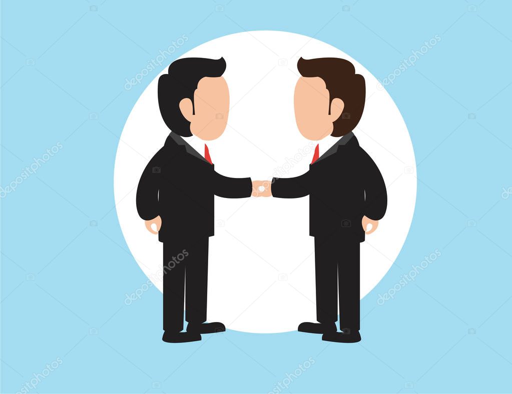 Concept of investment in the business. Two businessmen shake hands,flat style. Vector illustration