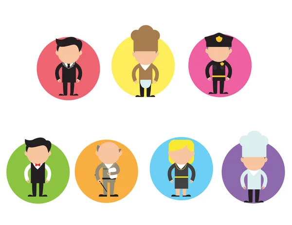 Vector Conjunto Diferentes Personajes Profesión Diseño Plano Hombres Mujeres Diferentes — Vector de stock