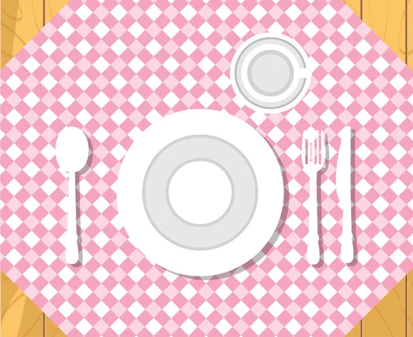 Dinner Table Formal Dinner Setting Isolated Flat Style Vector Illustration — Stock Vector