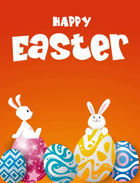 Conejo y huevos en el día de Pascua.Vector de orejas de conejo — Vector de stock