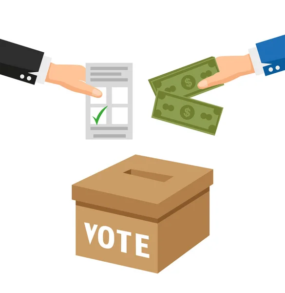 Election fraud,Election dropped the card into the box.flat vecto — Stock Vector