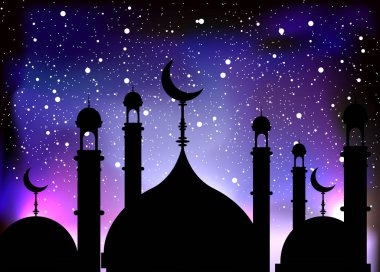Bayram Mübarek İslam şablonu Müslüman insanlar için Mübarek. - Vektör