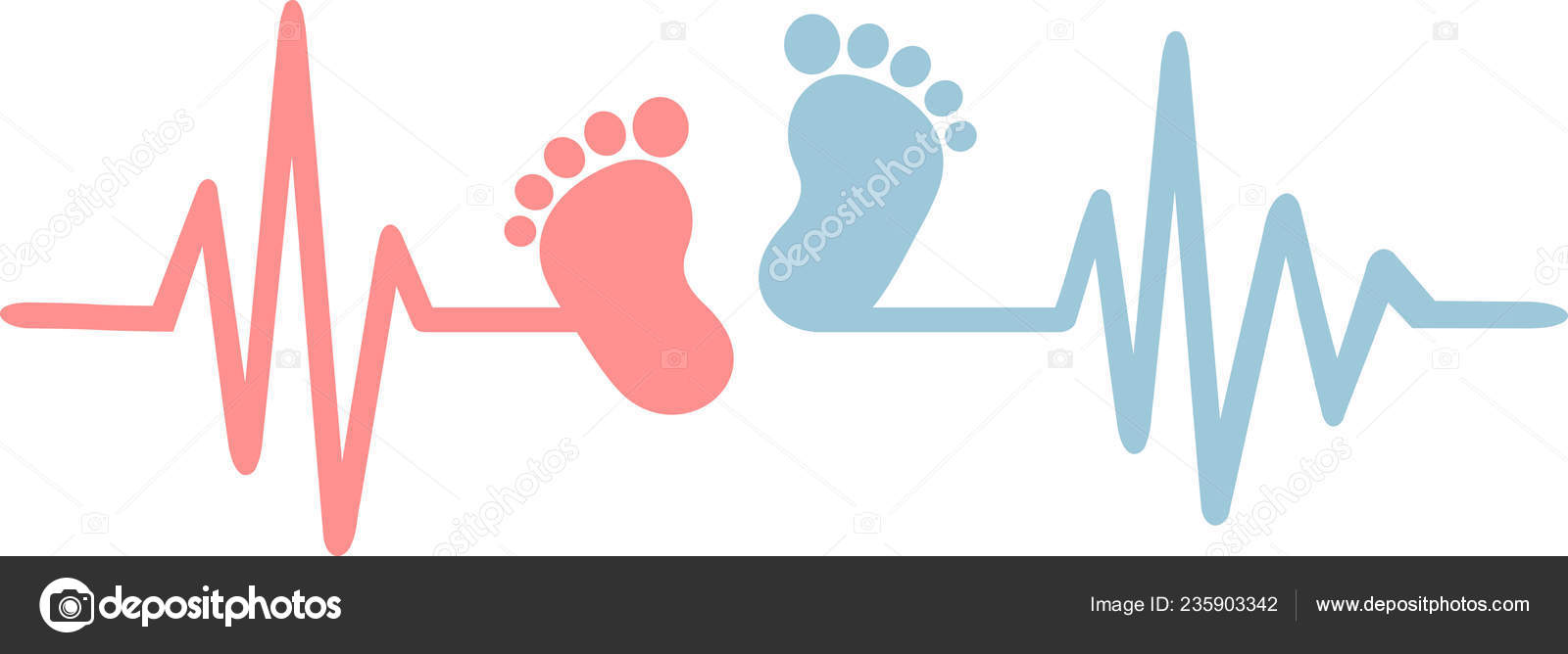 Ligne Impulsion Battement Cœur Avec Empreintes Pas Bebe Rouge Bleu Image Vectorielle Par Miceking C Illustration Ligne Impulsion Battement Cœur Avec Empreintes Pas Bebe Rouge Bleu Image Vectorielle Par Miceking C Illustration