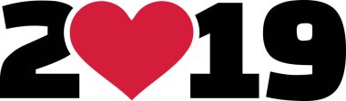 Yıl 2019 kırmızı kalpli