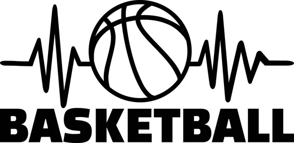 Ligne Pouls Cardiaque Avec Basket Ball — Image vectorielle
