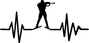 Kalp atışı darbe satırıyla biatloncu kayaklar üzerinde