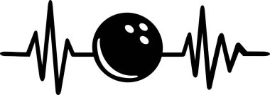 Kalp atışı darbe çizgi siyah bowling topu ile