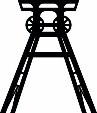Colliery tower icon in black and white  clipart