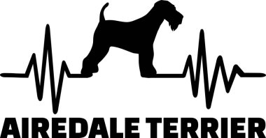 Kalp atışı darbe satırıyla Airedale Terrier köpek siluet 