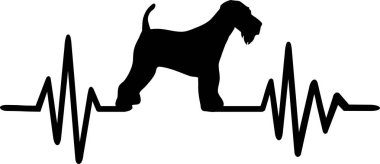 Kalp atışı darbe satırıyla Airedale Terrier köpek siluet 