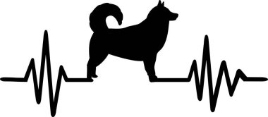 Kalp atışı darbe satırıyla Alaskan malamute köpek siluet