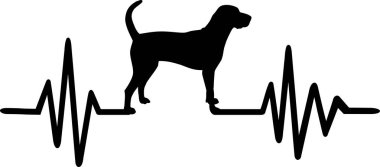 Kalp atışı darbe hattı ile Amerikan İngilizcesi köpeği köpek siluet