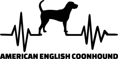 Kalp atışı darbe hattı ile Amerikan İngilizcesi köpeği köpek siluet