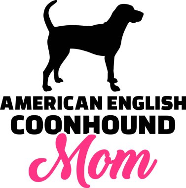Amerikan İngilizcesi Coonhound anne siluet pembe kelime ile