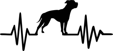 Kalp atışı frekans ile Amerikan Bulldog köpek siluet