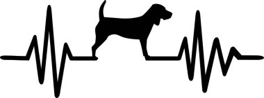 Kalp atışı darbe satır köpek beagle siluet siyah