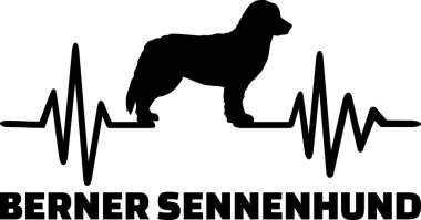 Kalp atışı darbe satırıyla Bernese dağ köpeği siluet Almanca