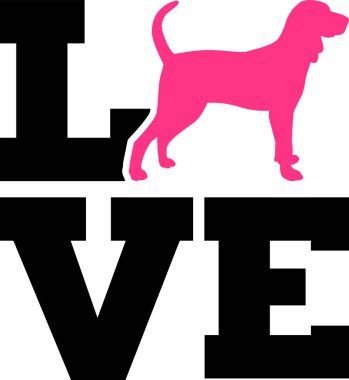 Word ile siluet siyah ve tabaklamak Coonhound seviyorum 