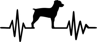 Kalp atışı darbe satırıyla Brittany Spaniel köpek siluet