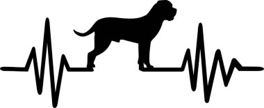 Kalp atışı darbe satırıyla Cane Corso köpek siluet