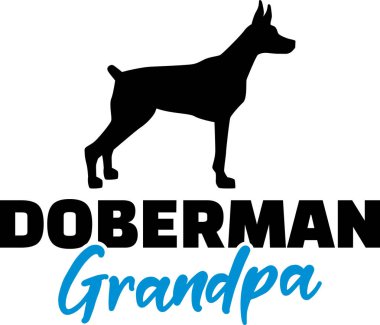 Doberman Büyükbaba mavi siluet kelime