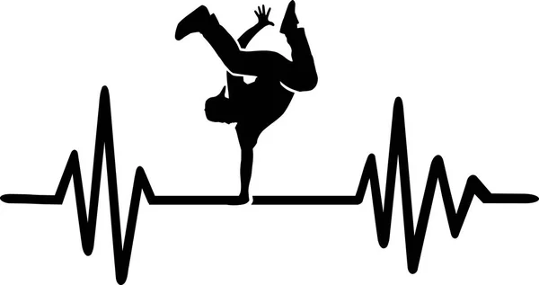Prezenční Signál Pulse Linie Breakdancer Taneční Pohyb Slovo — Stockový vektor