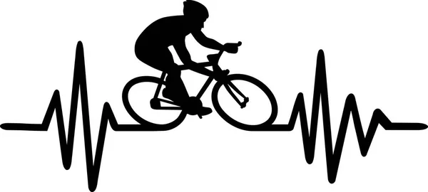 Línea Pulso Latido Del Corazón Con Bicicleta — Vector de stock