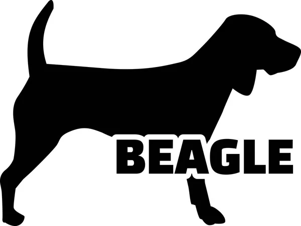 Silhouette Beagle Nero Con Nome — Vettoriale Stock