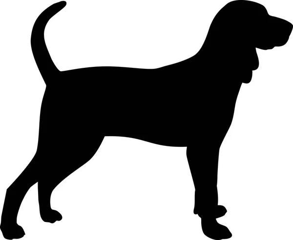 Negro Tan Coonhound Silueta Real Negro — Vector de stock