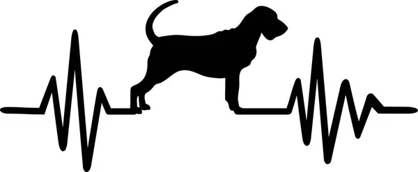 Szívverés Impulzus Vonal Bloodhound Kutya Sziluettje — Stock Vector