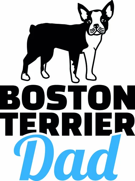 Boston Terrier Papá Silueta Con Palabra Azul — Archivo Imágenes Vectoriales