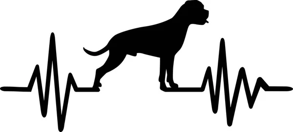 Heartbeat Puls Med Boxer Hund Siluett — Stock vektor