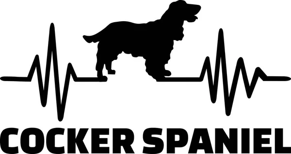 Hartslag Frequentie Met Cocker Spaniel Hond Silhouet — Stockvector