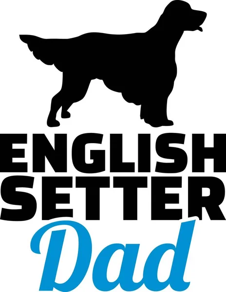 Englisch Setter Papa Silhouette Mit Blauem Wort — Stockvektor