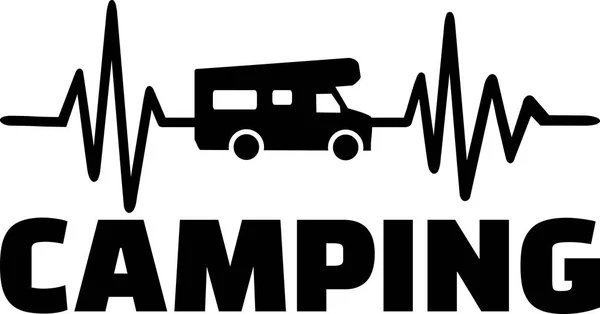 Linha Pulsação Heartbeat Camping Com Caravana Ilustração De Stock