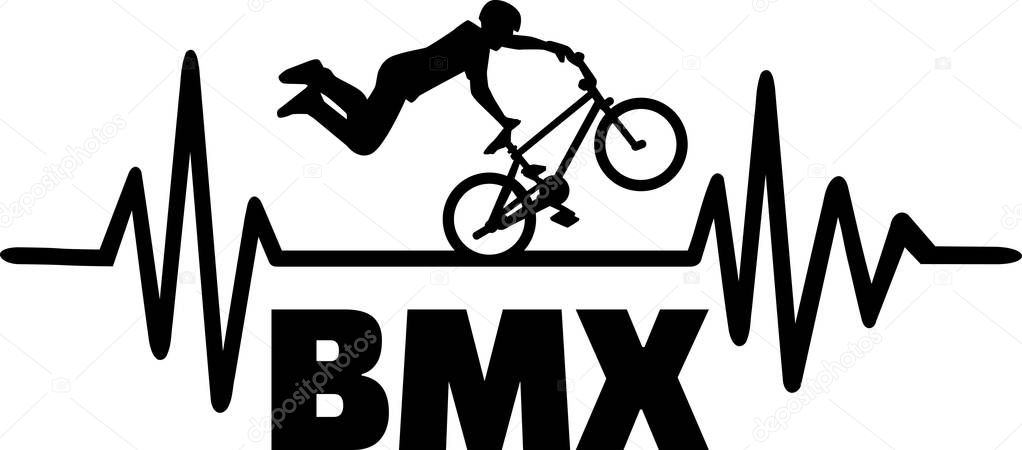 Heartbeat pulse line with BMX stuntman
