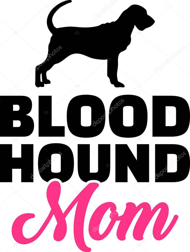Bloodhound mom silhouette with pink word