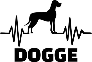 Kalp atışı darbe satırıyla Danua köpek siluet Almanca