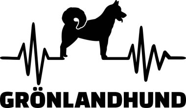 Kalp atışı darbe satırıyla Grönland köpek siluet Almanca