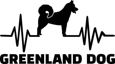 Kalp atışı darbe satırıyla Grönland köpek siluet