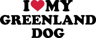 Kırmızı kalp ile Grönland köpeğimi seviyorum