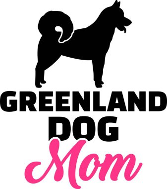 Grönland köpek anne siluet pembe kelime ile
