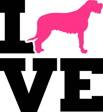 İrlandalı Wolfhound aşk sözle siluet 