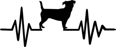 Kalp atışı darbe satır köpekle jack russel siluet siyah