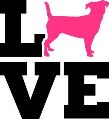 Jack Russell Terrier aşk siluet pembe ile