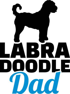 Labradoodle baba siluet mavi kelime ile