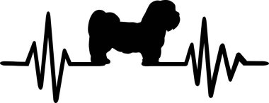 Kalp atışı darbe satırıyla Lhasa Apso köpek siluet