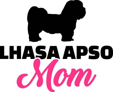 Lhasa Apso anne siluet pembe kelime ile