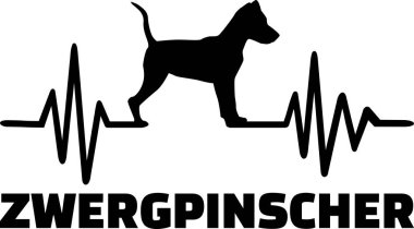 Kalp atışı darbe hat minyatür Pinscher köpek siluet Alman