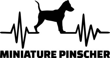 Kalp atışı satır satır ile minyatür Pinscher köpek siluet 